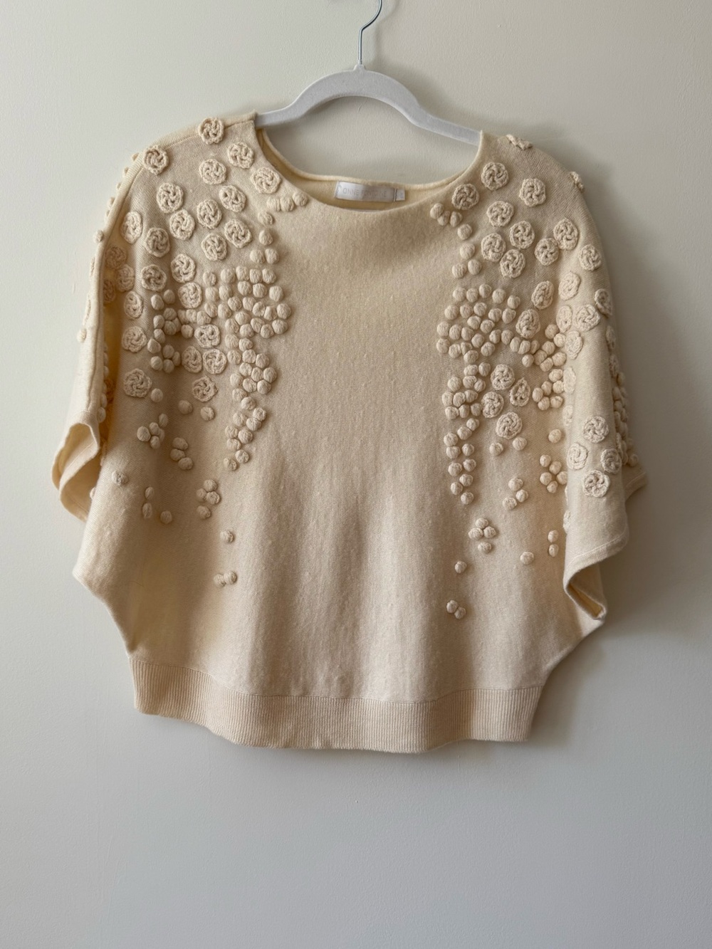 Anne Fontaine Rosemary 3D Floral Wool Sweater Ivory OS